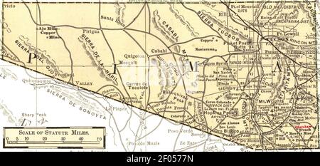 Pima County, Arizona circa 1883 (Harshaw). Stock Photo