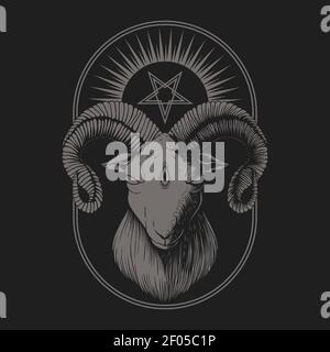 Satanic Goat vector illustration for your company or brand Stock Vector