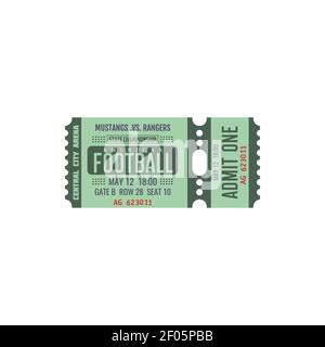 Ticket for soccer state championship, football game vector card with ...