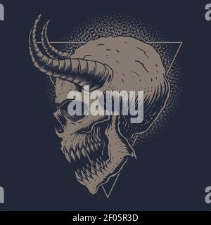 Skull Monster Horned vector illustration for your company or brand Stock Vector