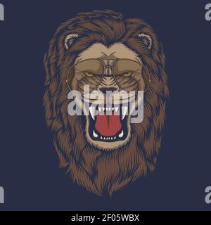 Lion angry head eyeglasses vector illustration for your company or brand Stock Vector