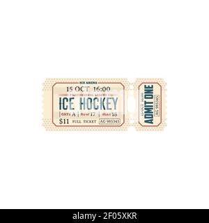 Ice hockey game ticket isolated retro template Vector Image