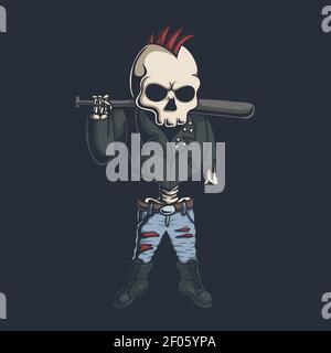 Punk skull illustration for your company or brand Stock Vector