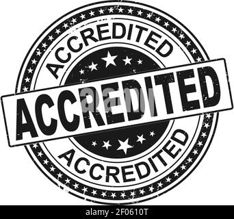 Grunge black accredited round rubber seal stamp on white background Stock Vector