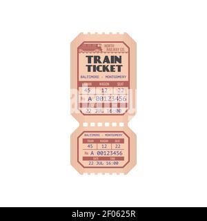 Vector railway ticket mockup isolated USA railroad Stock Vector