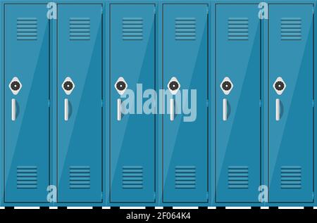 Empty blue school lockers Stock Vector