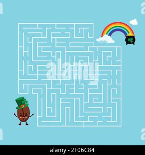 Saint Patrick day coffee bean maze game. Stock Vector