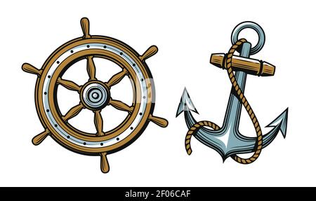 Nautical concept. Set of objects vector illustration Stock Vector