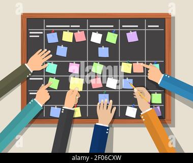 Calendar schedule board with collaboration plan Stock Vector
