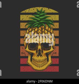 Pineapple skull vector illustration for your company or brand Stock Vector