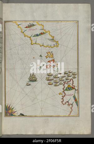 Piri Reis - Map of the Area Between the Islands of Ikaria and Samos Stock Photo