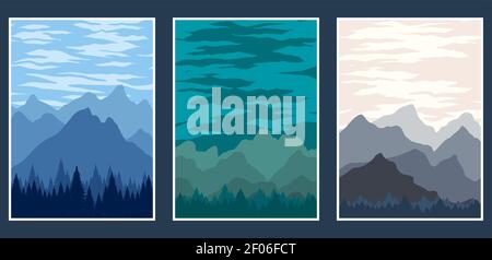 Cover landscape mountain illustration for your company or brand Stock Vector