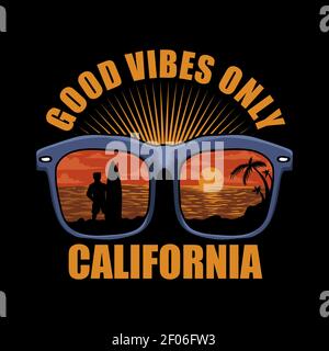 GOOD VIBES ONLY CALIFORNIA VECTOR ILLUSTRATION FOR YOUR COMPANY OR BRAND Stock Vector