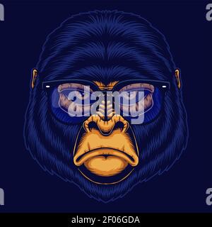 Gorilla Head eyeglasses vector illustration for your company or brand Stock Vector