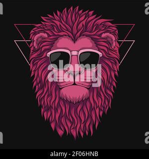 Lion head pink  vector illustration for your company or brand Stock Vector