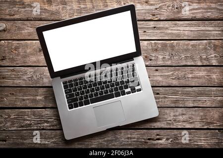 Open laptop with isolated screen Stock Photo