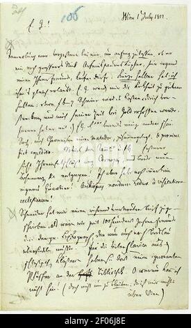 Pismo Jerneja Kopitarja Žigi Zoisu; Dunaj, 1. 7. 1812 (1). Stock Photo