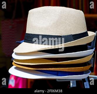 Old panama hat in the background Stock Photo