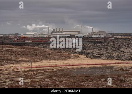 Svartsengi Geothermal Power Plant, near Grindavik, Reykjanes Peninsula, South Iceland Stock Photo