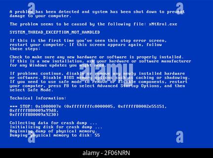 BSOD screen old 98 error crash software. Bluescreen death system pc bug, bsod screen Stock Vector