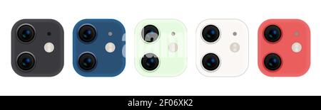 Camera phone lens mobile 3d vector icon. Smart phone camera lense back concept Stock Vector