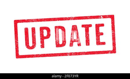 Vector illustration of the word Update in red ink stamp Stock Vector