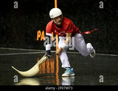 Cesta punta. Pelota basque sport. Jai-Alai Biarritz. Pays Basque. France. Stock Photo