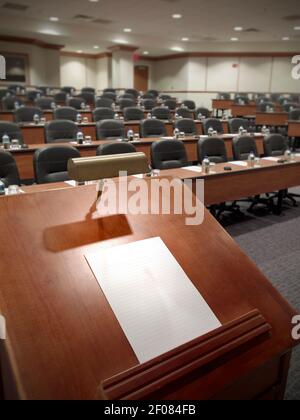 Podium in large empty conference room, Philadelphia, USA Stock Photo