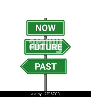 Future past present board icon. Now pas and future way destiny sign Stock Vector