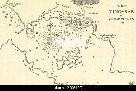 Plan of Chusan harbour Stock Photo - Alamy