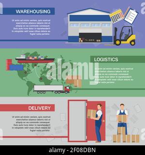 Transportation and logistics horizontal banners set with fast delivery ...