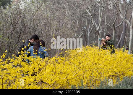 Madrid, Spain. 6th Mar, 2021. People visit a park in Madrid, Spain, on March 6, 2021. Credit: Meng Dingbo/Xinhua/Alamy Live News Stock Photo