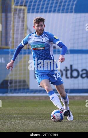 BARROW IN FURNESS. MARCH 6TH James Jones of Barrow during the Sky Bet League 2 match between Barrow and Mansfield Town at the Holker Street, Barrow-in-Furness on Saturday 6th March 2021. (Credit: Mark Fletcher | MI News) Credit: MI News & Sport /Alamy Live News Stock Photo