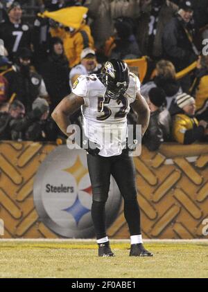 Baltimore Ravens' Ray Lewis reacts after hitting Tampa Bay