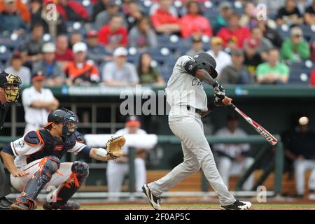 South Carolina's Jackie Bradley Jr. connects on a pitch in the
