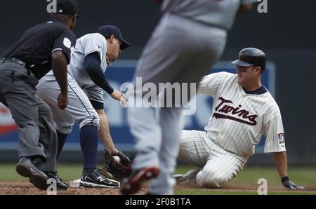 Minneapolis, April 21, 2010: Scoreboard Joe Mauer Of The Minnesota Twins At  A Night Game At Target Field. Stock Photo, Picture and Royalty Free Image.  Image 9036220.