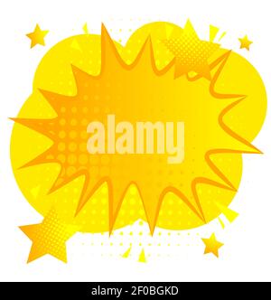 Yellow comic book style background, pop art superhero backdrop. Explosion cartoon illustration. Retro vector vintage style. Stock Vector