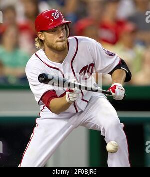 Washington Nationals starting pitcher Ross Detwiler (48) bunts against the New York Mets during the second inning at Nationals Park in Washington, D.C, Friday, September 2, 2011. (Photo by Harry E. Walker/MCT/Sipa USA)