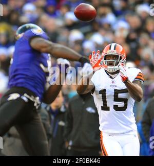 Cleveland Browns wide receiver Greg Little, left, is tackled by Miami  Dolphins cornerback Will Allen after a short gain in the fourth quarter at Cleveland  Browns Stadium in Cleveland, Ohio, Sunday, September