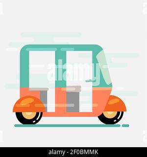 auto rickshaw vector illustration in flat style Stock Vector