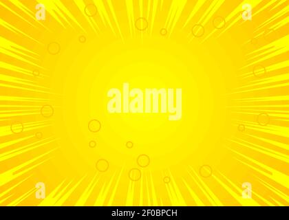 Yellow comic book style background, pop art superhero backdrop. Explosion cartoon illustration. Retro vector vintage style. Stock Vector
