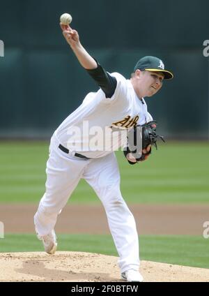 Los Angeles Angels pitcher Trevor Bell throws against the Toronto Blue Jays  during second-inning AL baseball game action in Toronto on Sunday, Aug. 23,  2009. (AP Photo/The Canadian Press,Darren Calabrese Stock Photo 