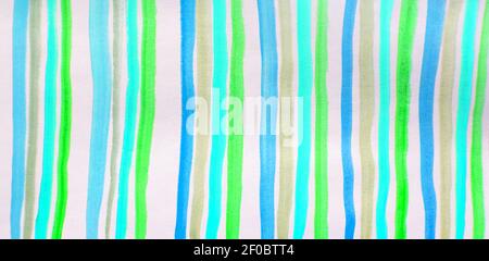 Hand-painted watercolor, striped abstract background, multi-colored vertical lines, Geometric Pattern for decoration, printing, web design, cover art. Stock Photo
