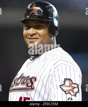 Houston Astros left fielder Carlos Lee (45) during the game between the  Houston Astros and Chicago Cubs at Wrigley Field in Chicago, Illinois.  (Credit Image: © John Rowland/Southcreek Global/ZUMApress.com Stock Photo 