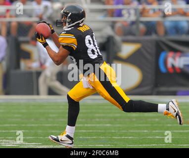 Pittsburgh Steelers' Hines Ward (86) laughs before taking on the Carolina  Panthers before a preseason NFL football game in Charlotte, N.C., Thursday,  Sept. 1, 2011. The Pittsburgh Steelers defeated the Carolina Panthers