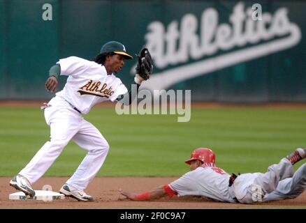 Oakland Athletics second baseman Jemile Weeks, attired in Oakland