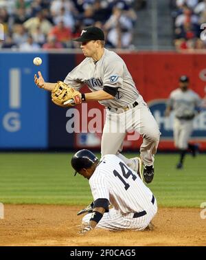 April 02, 2011; Bronx, NY, USA; New York Yankees outfielder Curtis  Granderson (14) before game against the Detroit Tigers at Yankee Stadium.  Yankees defeated the Tigers 10-6. (Tomasso De Rosa/Four Seam Images