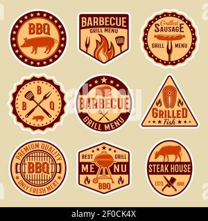 Vector set of vintage grill emblems, logos and labels Stock Vector ...