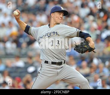 MILWAUKEE, WI - MAY 20: Zack Greinke #13 of the Milwaukee Brewers pitches  against the Colorado Rockies at Miller Park on May 20, 2011 in Milwaukee,  Wisconsin. The Brewers defeated the Rockies