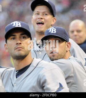 National League All-Star players watch the game from the dugout in the  fifth inning at the 84th MLB All-Star Game at Citi Field in New York City  on July 16, 2013. The